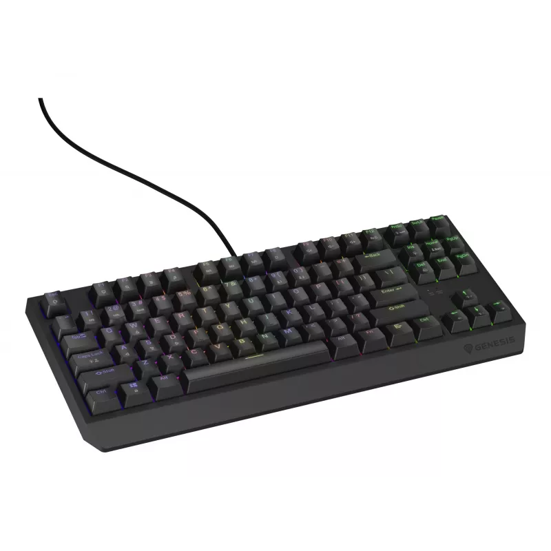 Mehaaniline mänguklaviatuur Genesis Thor 230 TKL — Tenkeyless, US QWERTY, Outemu Brown lülitid, RGB, 1000 Hz, USB