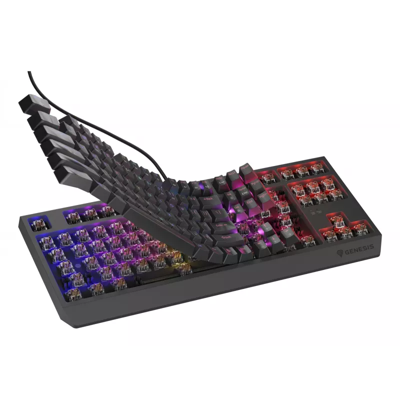 Mehaaniline mänguklaviatuur Genesis Thor 230 TKL — Tenkeyless, US QWERTY, Outemu Brown lülitid, RGB, 1000 Hz, USB