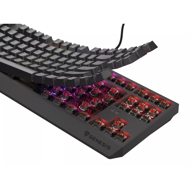 Mehaaniline mänguklaviatuur Genesis Thor 230 TKL — Tenkeyless, US QWERTY, Outemu Brown lülitid, RGB, 1000 Hz, USB