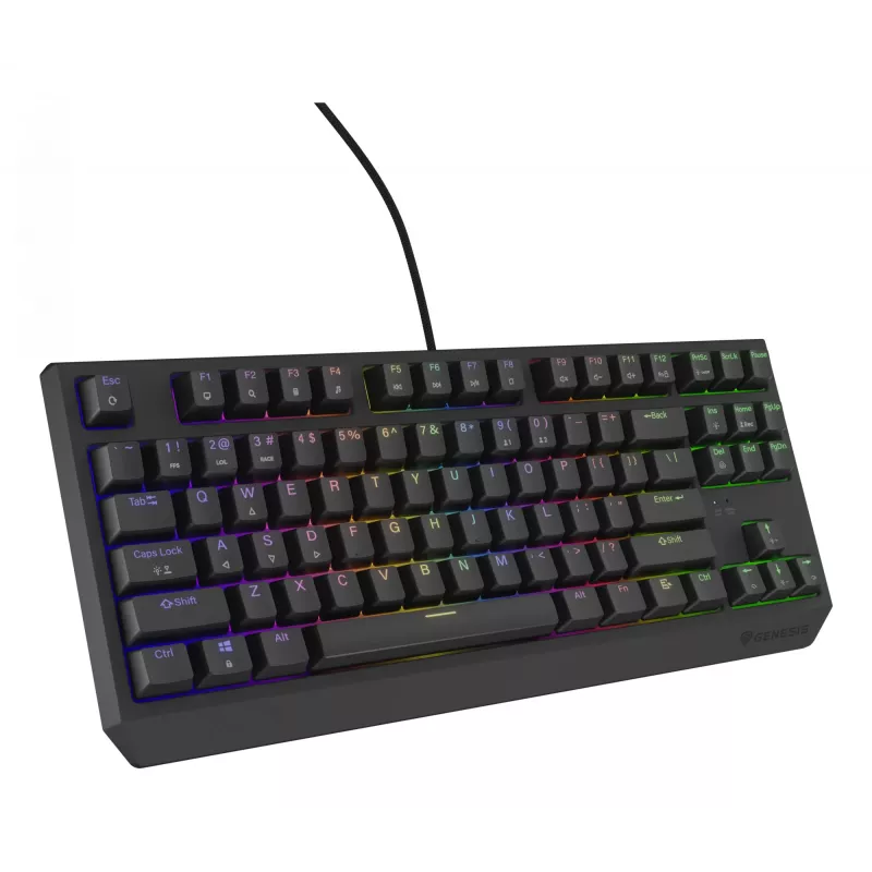 Mehaaniline mänguklaviatuur Genesis Thor 230 TKL — Tenkeyless, US QWERTY, Outemu Brown lülitid, RGB, 1000 Hz, USB