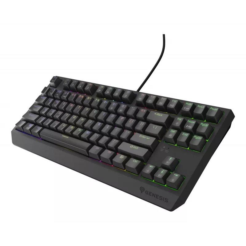 Mehaaniline mänguklaviatuur Genesis Thor 230 TKL — Tenkeyless, US QWERTY, Outemu Brown lülitid, RGB, 1000 Hz, USB