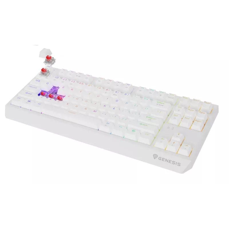 Mänguklaviatuur ilma numbriplokita GENESIS Thor 230 TKL — USB, RF traadita, Bluetooth, QWERTY, Valge