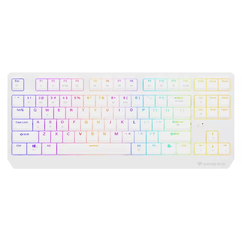 Mänguklaviatuur ilma numbriplokita GENESIS Thor 230 TKL — USB, RF traadita, Bluetooth, QWERTY, Valge