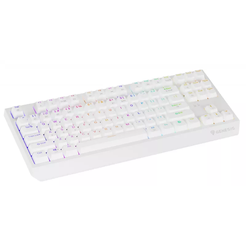 Mänguklaviatuur ilma numbriplokita GENESIS Thor 230 TKL — USB, RF traadita, Bluetooth, QWERTY, Valge
