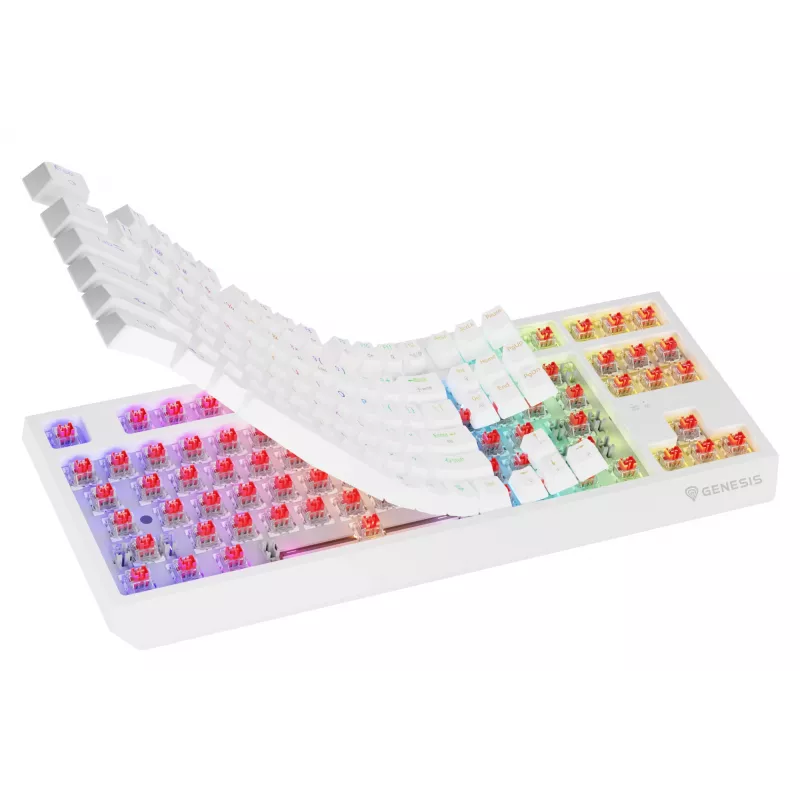 Mänguklaviatuur ilma numbriplokita GENESIS Thor 230 TKL — USB, RF traadita, Bluetooth, QWERTY, Valge