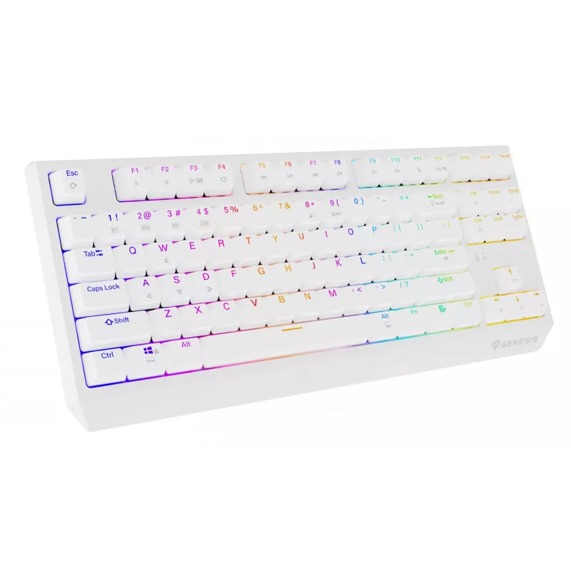 Mänguklaviatuur ilma numbriplokita GENESIS Thor 230 TKL — USB, RF traadita, Bluetooth, QWERTY, Valge