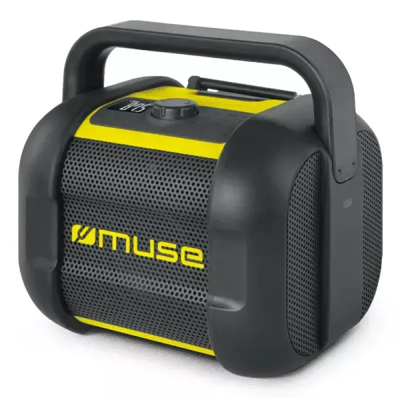 Tööplatsiraadio Muse M-968 BTY — Analoog-FM, 40 W RMS, Bluetooth 10 m, Tolmu-/Löögikindel, Must/Kollane