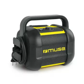 Tööplatsiraadio Muse M-968 BTY — Analoog-FM, 40 W RMS, Bluetooth 10 m, Tolmu-/Löögikindel, Must/Kollane
