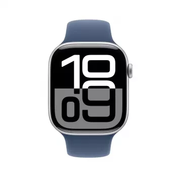 Nutikell Apple Watch Series 10 GPS 46 mm hõbedane alumiiniumkorpus teksasinise spordirihmaga – M/L