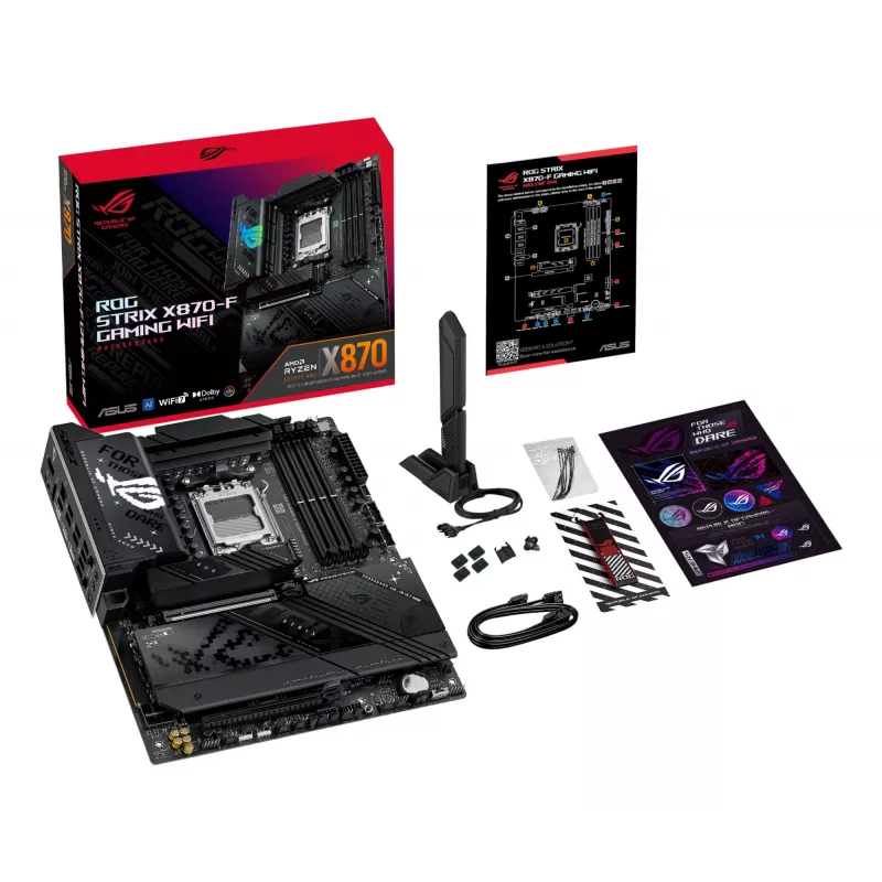 Emaplaat ASUS ROG STRIX X870-F GAMING WIFI — AMD X870, Socket AM5, ATX, DDR5, 4x DIMM, Wi‑Fi 7, BT 5.4