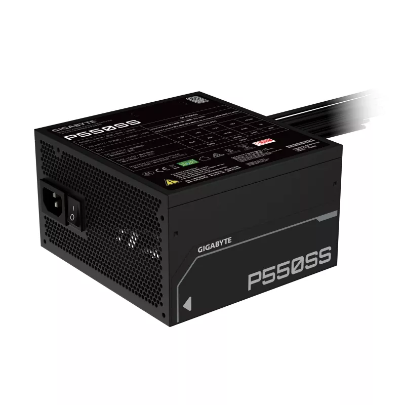 GIGABYTE P550SS toiteplokk - PCIe 5.0, 80 PLUS Silver, 120 mm ventilaator, ATX 3.0 ühilduv, EU pistik