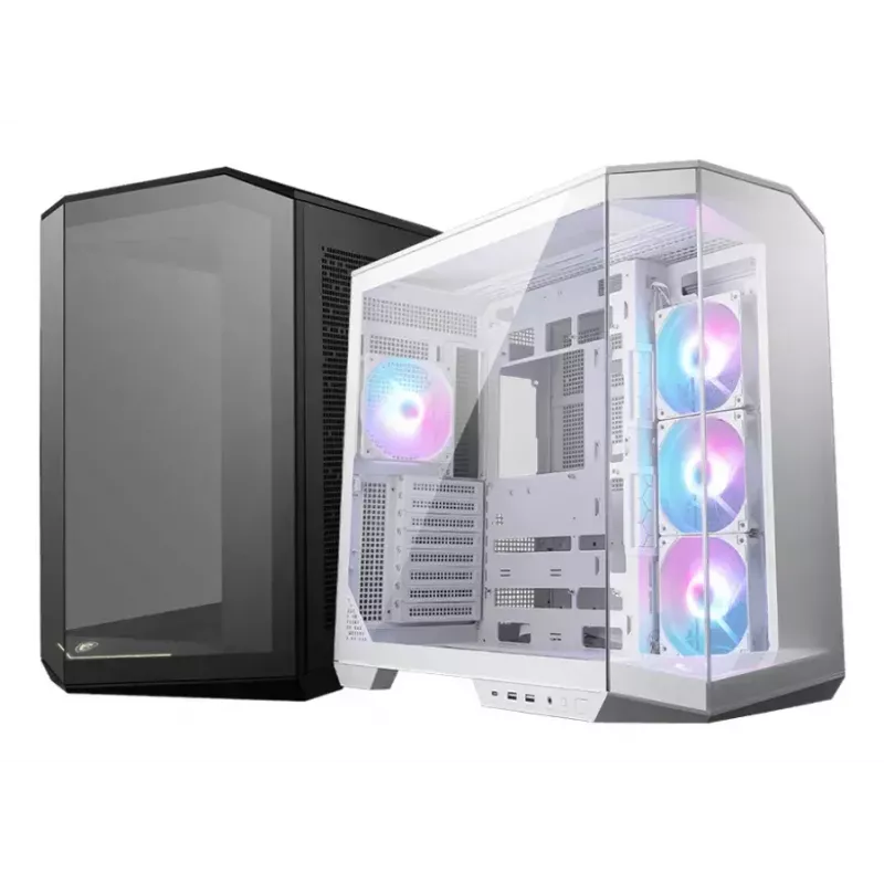 Arvuti korpus MSI MAG PANO 100R PZ Midi Tower Valge — ATX, 380 mm GPU, 166 mm CPU jahuti, 8 laienduspesa, 3×2,5 tolli + 2×3,5 tolli, USB-A×2, USB-C×1
