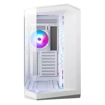 Arvuti korpus MSI MAG PANO 100R PZ Midi Tower Valge — ATX, 380 mm GPU, 166 mm CPU jahuti, 8 laienduspesa, 3×2,5 tolli + 2×3,5 tolli, USB-A×2, USB-C×1