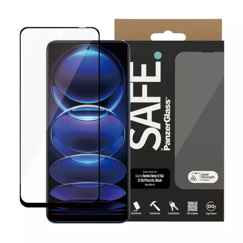 PanzerGlass SAFE. by ® Ekraanikaitse Xiaomi Redmi Note 12 5G | 12 4G | Poco X5 | Ultra-Wide Fit