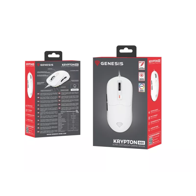 GENESIS Krypton 660 hiir Gaming Ambidextrous USB Type-A Optiline 12000 DPI