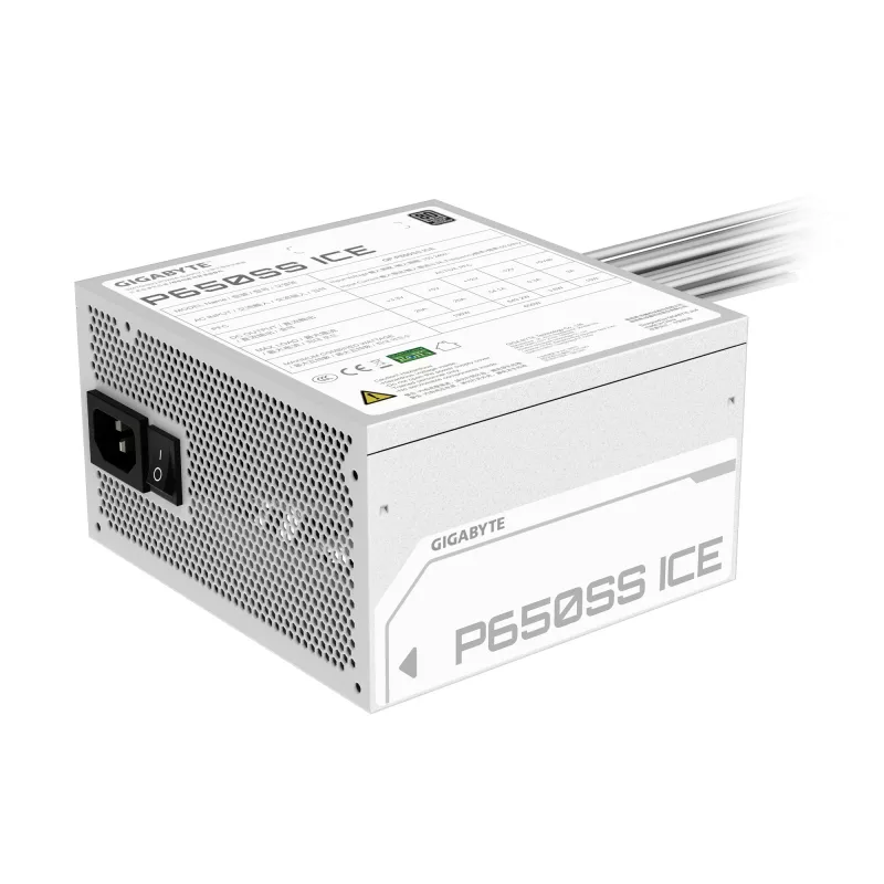 GIGABYTE P650SS ICE toiteplokk - PCIe 5.0, 80 PLUS Silver, 120 mm ventilaator, ATX 3.0 ühilduv, EU pistik