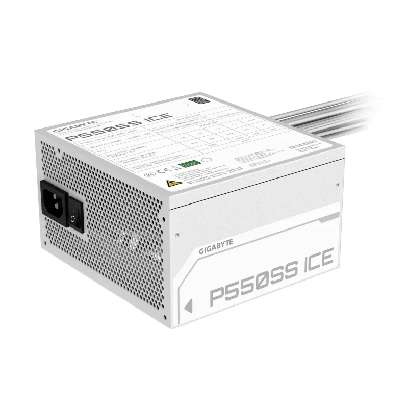 GIGABYTE P550SS ICE toiteplokk - PCIe 5.0, 80 PLUS Silver, 120 mm ventilaator, ATX 3.0 ühilduv, EU pistik