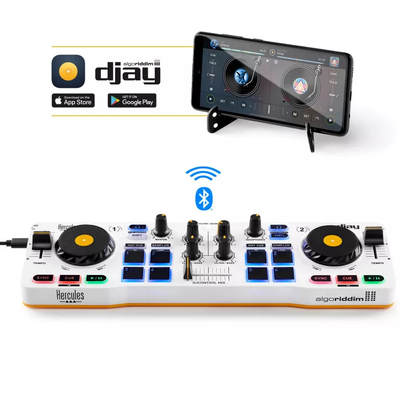 Hercules 4780921 DJ kontroller 2 kanalit Must, Valge, Kollane