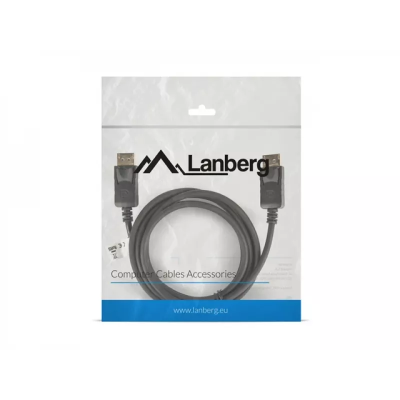 LANBERG DisplayPort M/M kaabel 19-kontaktiline V1.2 4k 1,8 m must