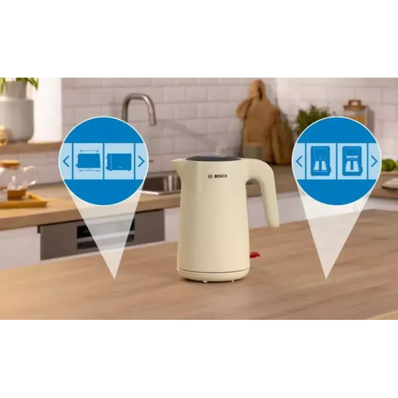 Elektriveekeetja Bosch TWK2M167 1,7 L 2400 W, juhtmeta 360° alusega, automaatne väljalülitus, kuivkeetmiskaitse