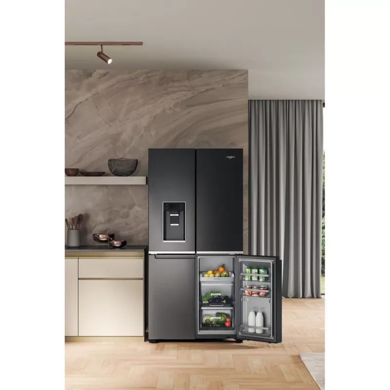 Whirlpool WQ9I FO2BX EF külg-külje kõrval külmik Eraldiseisev 592 L Must