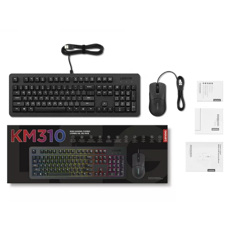 Lenovo GX31N91913 klaviatuur Hiir kaasas Mängimine USB USA Inglise Must