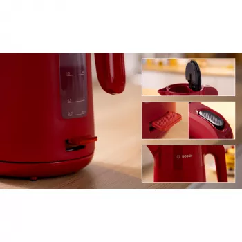 Bosch TWK2M164 elektriline veekeetja 1,7 L 2400 W Must, Hall, Punane