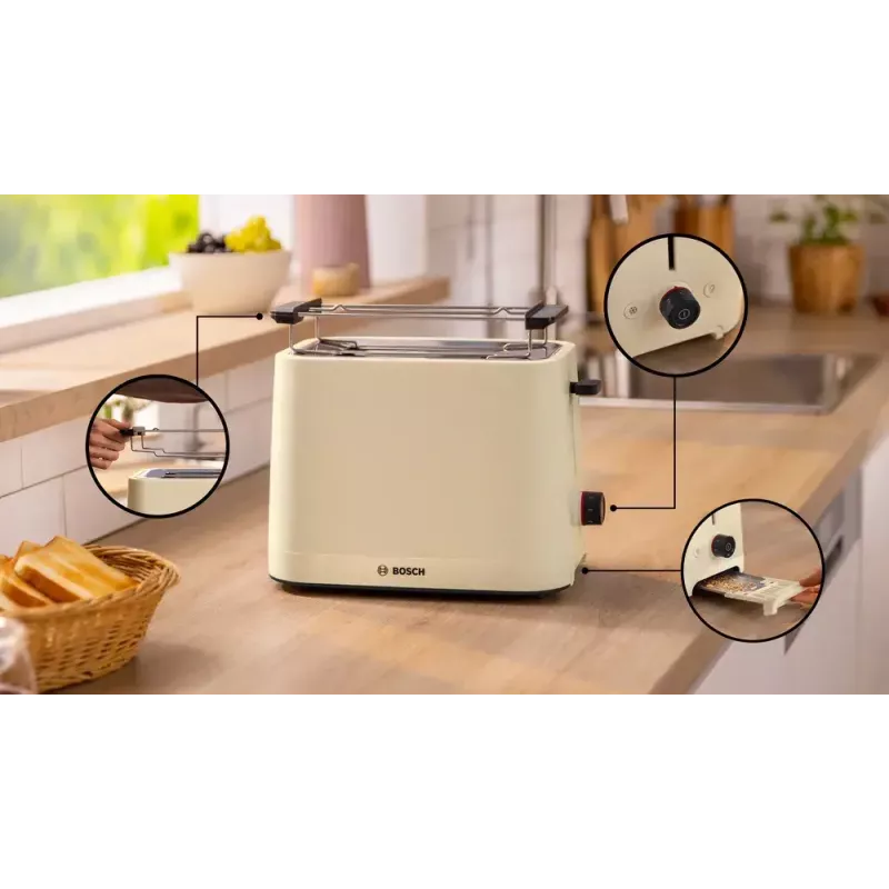 Röster Bosch Compact TAT3M127 — 2-piluline beež plastkorpus, kompaktne disain