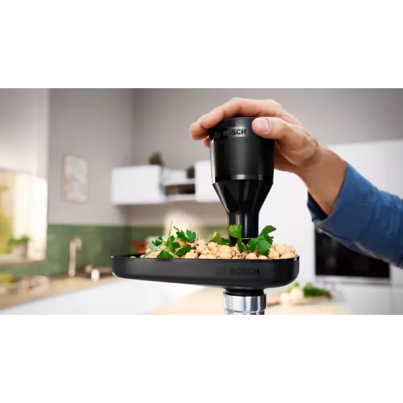 Hakklihamasin Bosch MFWS430B — 1900 W, 2 kiirust, 2,5 kg/min, must/hõbedane, 4,3 kg