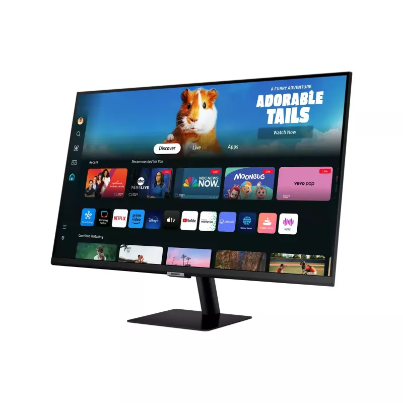 27-tolline Samsung M50D monitor — 27-tolline Full HD (1920×1080), VA LED, 4 ms, 178° vaatenurk, sisseehitatud kõlarid, USB-hub, VESA, must