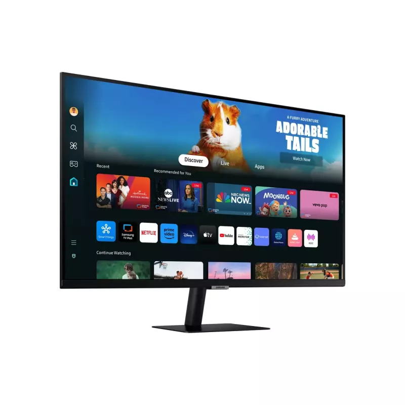 27-tolline Samsung M50D monitor — 27-tolline Full HD (1920×1080), VA LED, 4 ms, 178° vaatenurk, sisseehitatud kõlarid, USB-hub, VESA, must