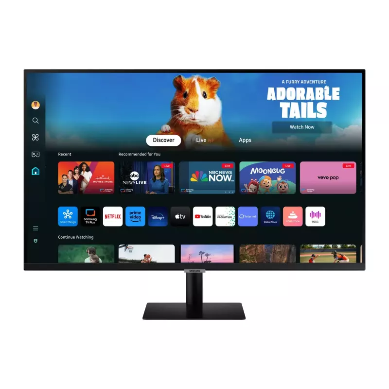 27-tolline Samsung M50D monitor — 27-tolline Full HD (1920×1080), VA LED, 4 ms, 178° vaatenurk, sisseehitatud kõlarid, USB-hub, VESA, must