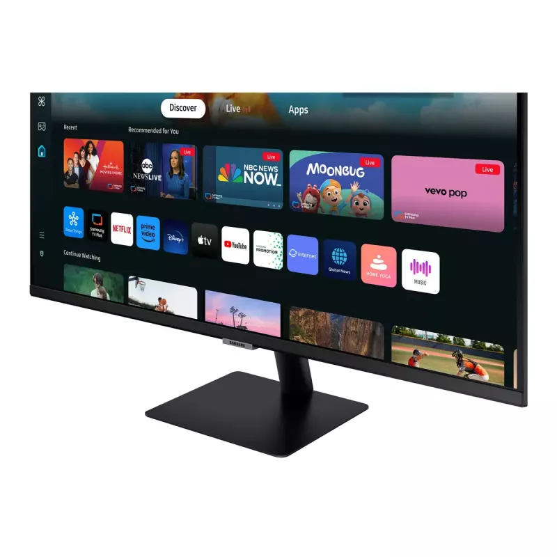 27-tolline Samsung M50D monitor — 27-tolline Full HD (1920×1080), VA LED, 4 ms, 178° vaatenurk, sisseehitatud kõlarid, USB-hub, VESA, must