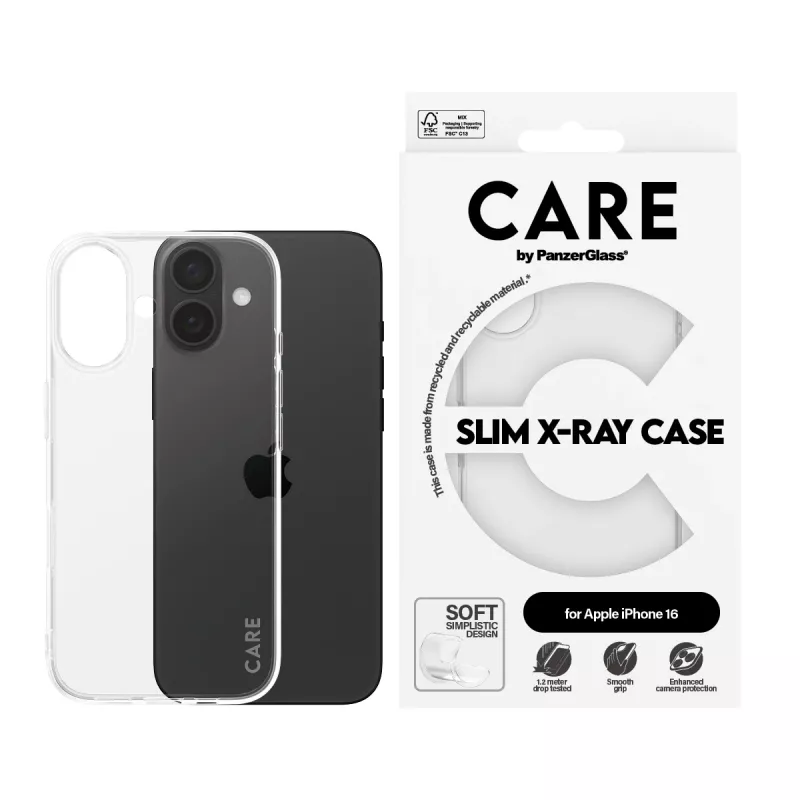 PanzerGlass CARE™ by ® X-Ray ümbris iPhone 16, Ümbris, Apple, Apple - iPhone 16, Läbipaistev