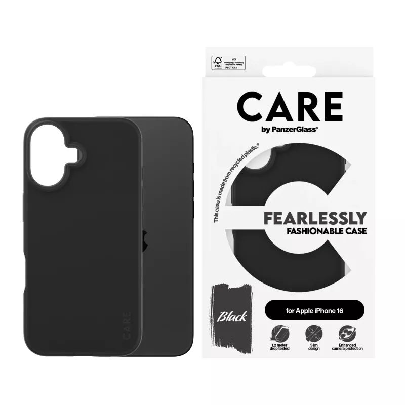 Cover PanzerGlass CARE by moodne ümbris Must iPhone 16 Transparent