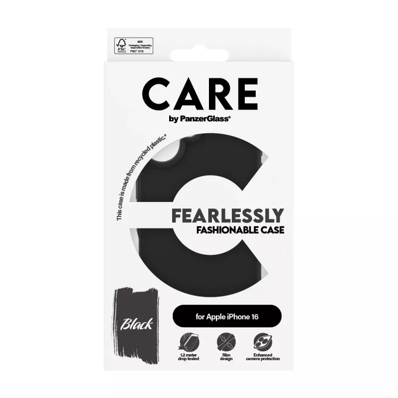Cover PanzerGlass CARE by moodne ümbris Must iPhone 16 Transparent