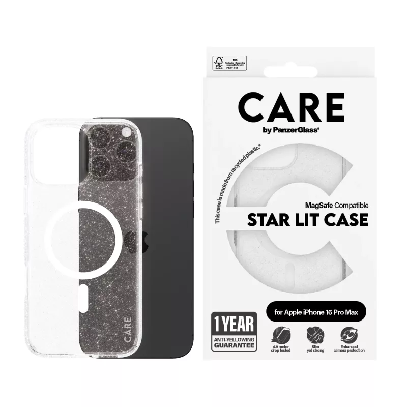 PanzerGlass CARE™ by ® Urban Combat Case Star Lit w. Valge MagSafe iPhone 16 Pro Max