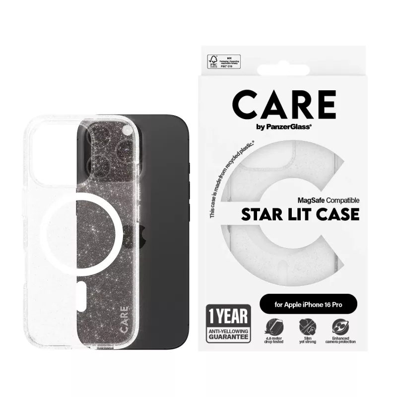 PanzerGlass CARE™ by ® Urban Combat Case Star Lit w. Valge MagSafe iPhone 16 Pro