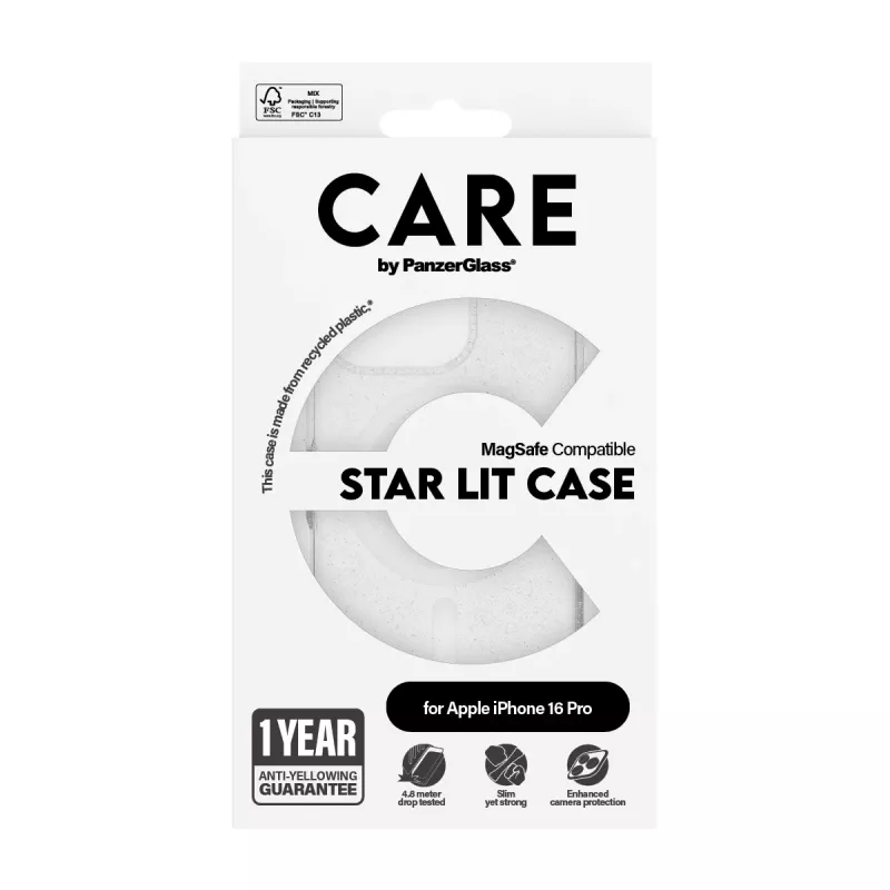 PanzerGlass CARE™ by ® Urban Combat Case Star Lit w. Valge MagSafe iPhone 16 Pro