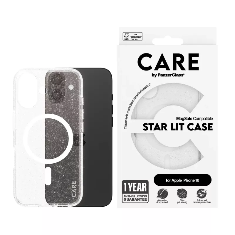 PanzerGlass CARE™ by ® Urban Combat Case Star Lit w. Valge MagSafe iPhone 16