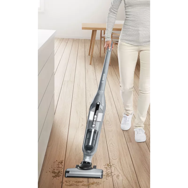 Kepiga tolmuimeja Bosch BCH3P210 2-ühes, kuivpuhastus, 0,4 L tolmumahuti, juhtmeta + vooluvõrk, hall/must, 3 kg