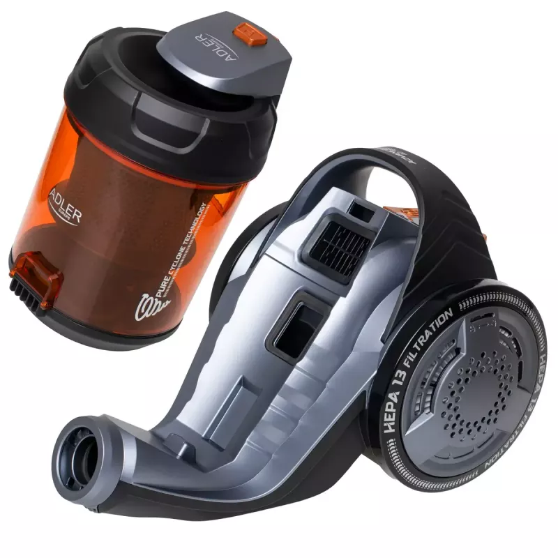 Kotita tolmuimeja Adler AD 7065 — 700 W, 1,6 L tolmumahuti, HEPA, 9 m raadius, must/punane