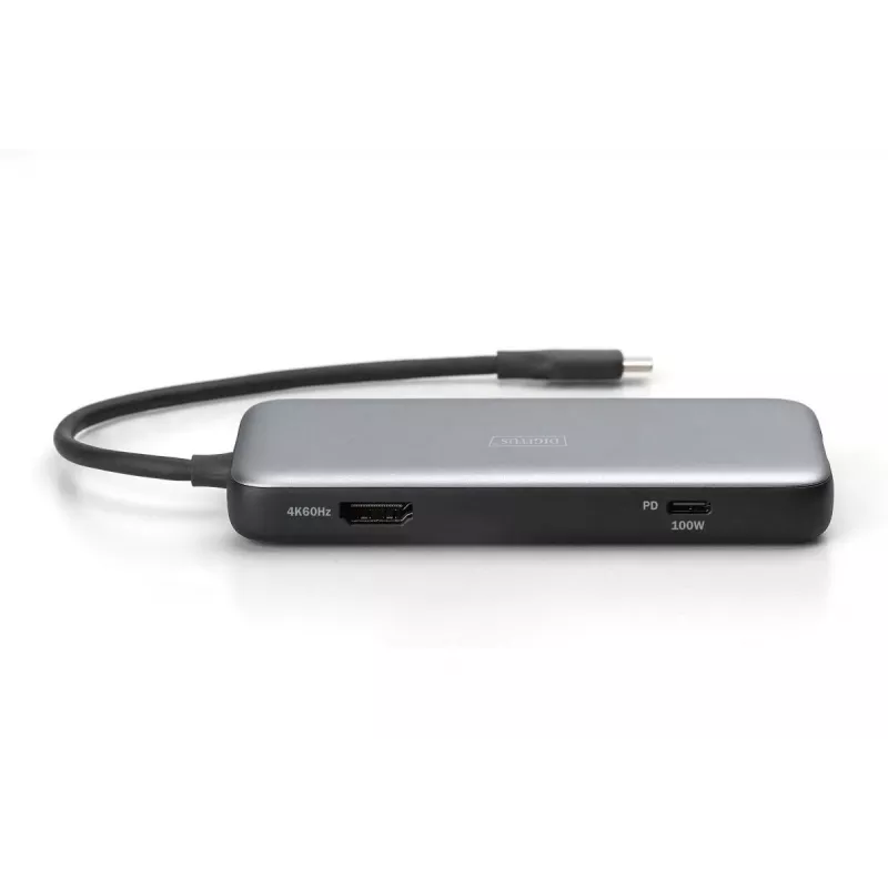 DIGITUS USB-C dokkimisjaam, 7 porti - HDMI / 2x USB-A 3.2 Gen 2 / GbE / SD / MicroSD - 100W USB Power Delivery