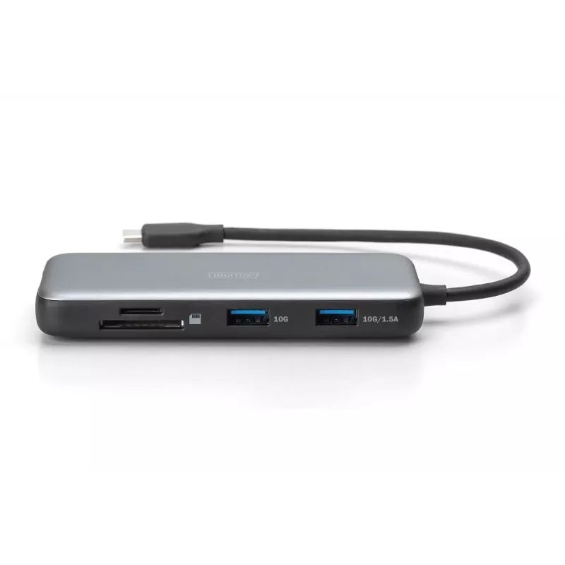 DIGITUS USB-C dokkimisjaam, 7 porti - HDMI / 2x USB-A 3.2 Gen 2 / GbE / SD / MicroSD - 100W USB Power Delivery