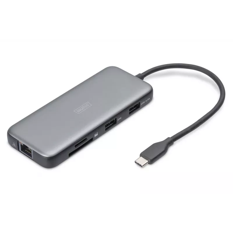 DIGITUS USB-C dokkimisjaam, 7 porti - HDMI / 2x USB-A 3.2 Gen 2 / GbE / SD / MicroSD - 100W USB Power Delivery