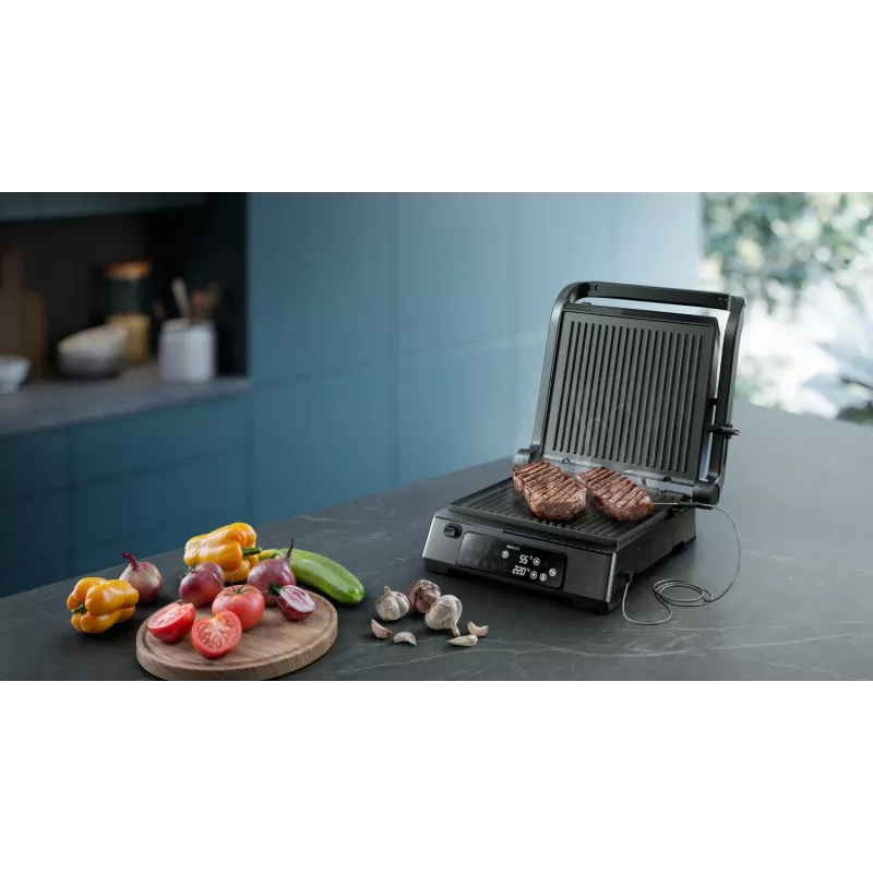 Philips 7000 seeria kontaktgrill, must, ristkülikukujuline, puutetundlik, 220 °C, hingedega kaas, lukustatav kaas, 180°