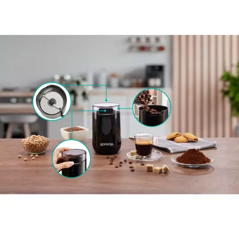 Kohviveski Gorenje SMK150SB — 150 W mootor, 45 g ubade mahutavus, roostevabast terasest lõiketerad, must