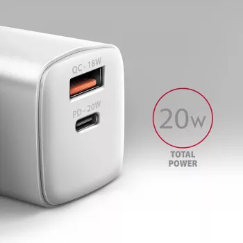 Mobiilseadme laadija Axagon ACU-PQ20W universaalne valge