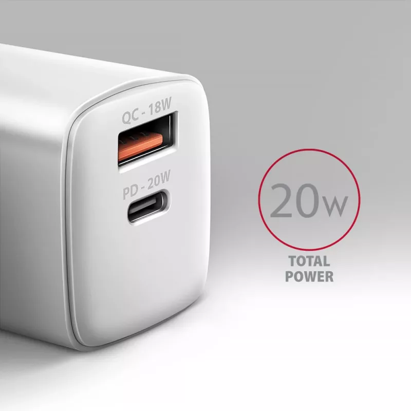 Mobiilseadme laadija Axagon ACU-PQ20W universaalne valge