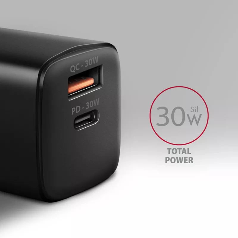 Axagon ACU-PQ30 PD3.0 & QC4+ 2xVÄLJUNDIT seinadapter 30W